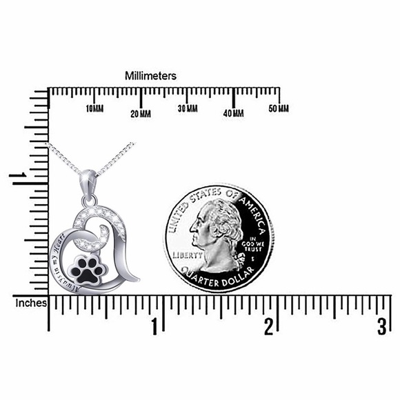 925 Sterling Silver Dog Paw Print Pendent & Chain - Picture 4 of 5